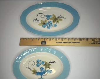 Piatti da portata vintage Corona in ceramica Ironstone (set da 2), motivo mirtilli, prodotti in Giappone