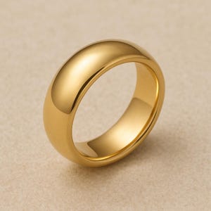 18K Gold Plated Dome Ring, Wide Minimalist Band, Stacking Wedding Ring