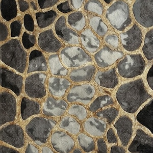 Hand Tufted Wool and Silk Rug – Modern Stone Pattern, Grey and Gold