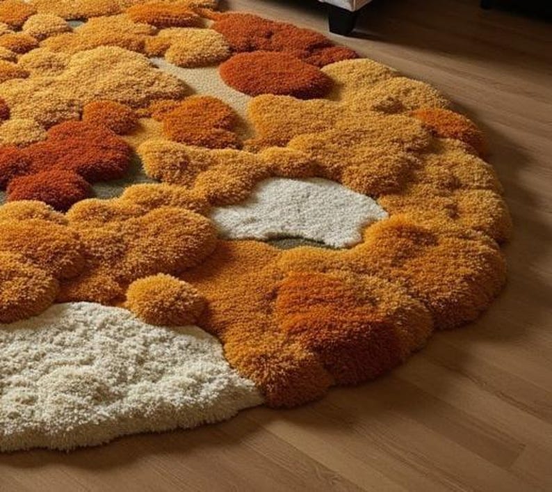 Texture Round Rug Complex Handmade Tufted Textured Round Rug – 3D Puffy Shag Carpet, Custom Color ...