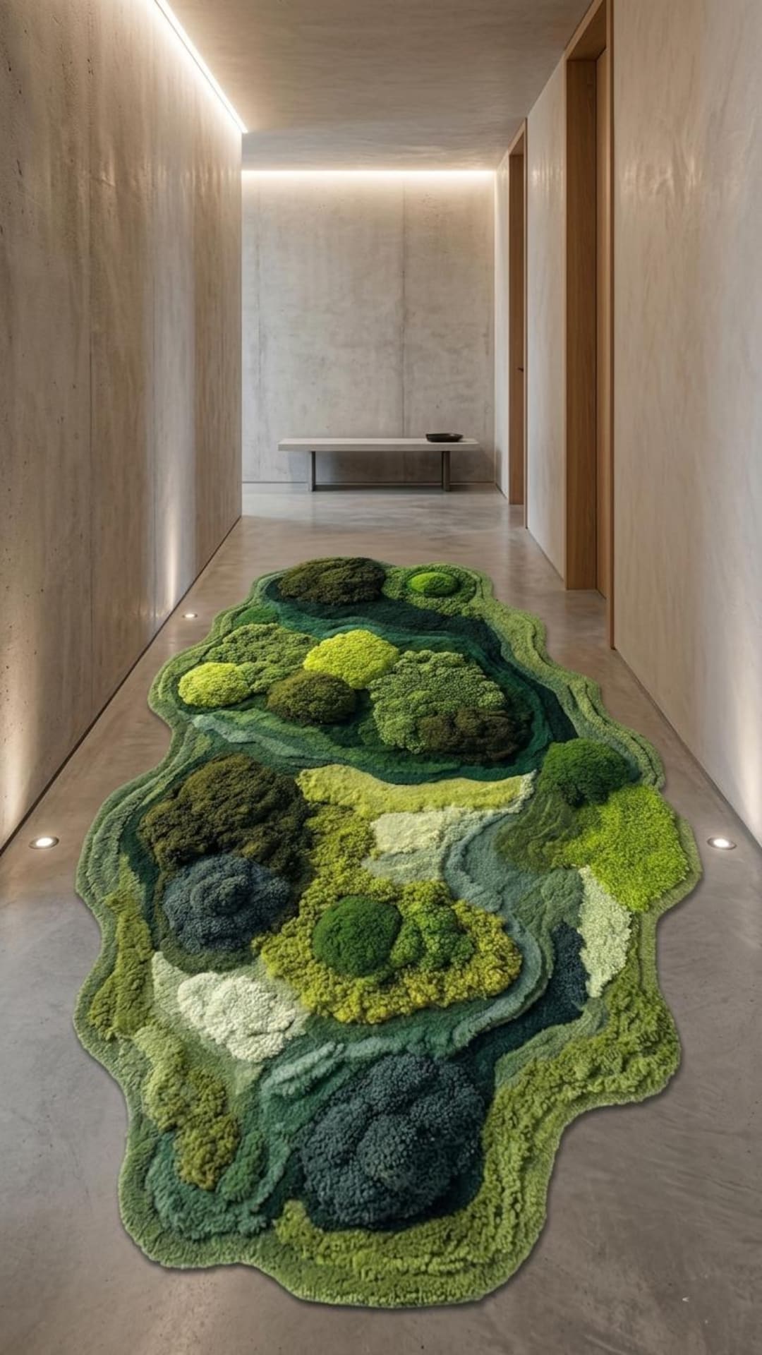 Hand Tufted Moss Style 3D Wool Rug – Organic Shape Green Sculpted Area ...