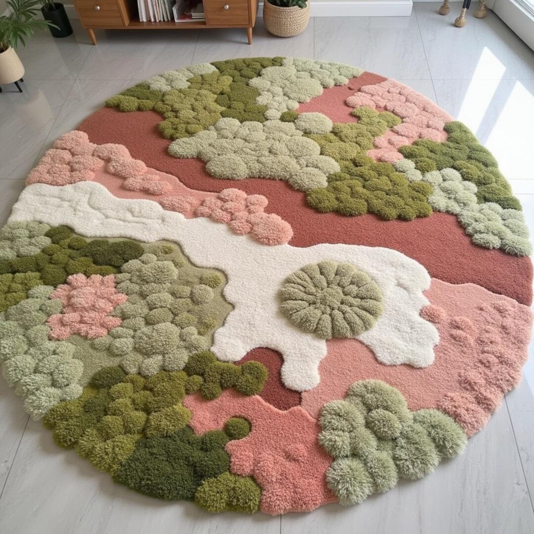 Detailed Rug Handmade 3D Floral Tufted Round Rug, Soft Textured Carpet - Etsy