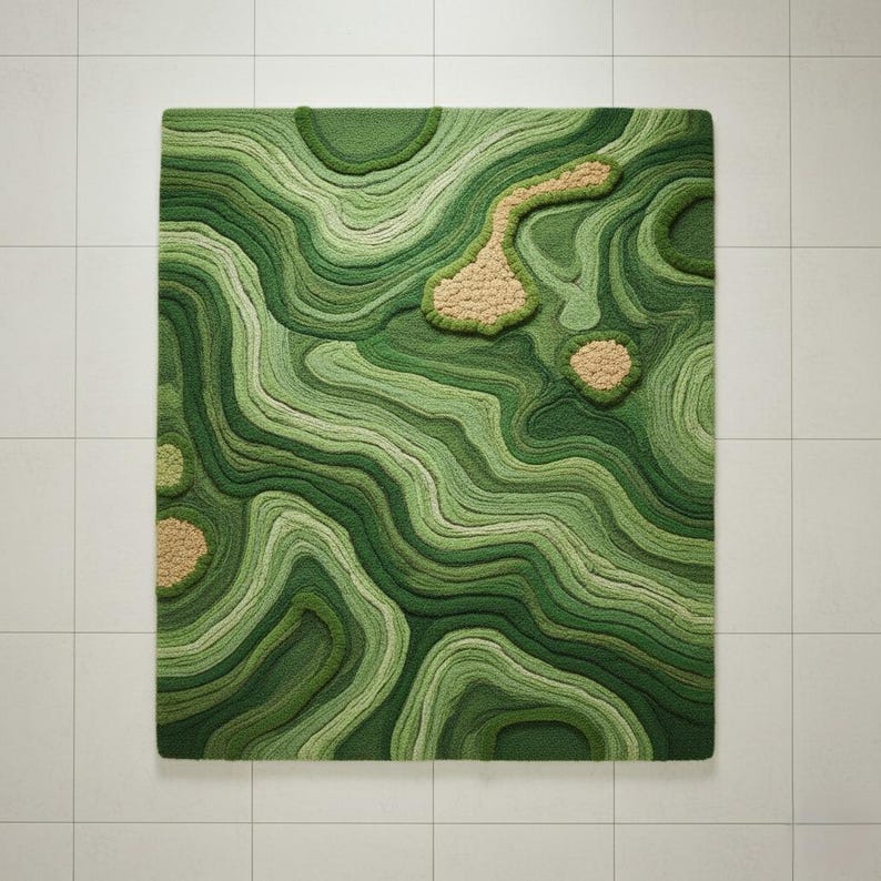 Topography Rug Pattern Buy Hand Tufted 3D Green Topographic Rug – Modern Layered Carpet ...