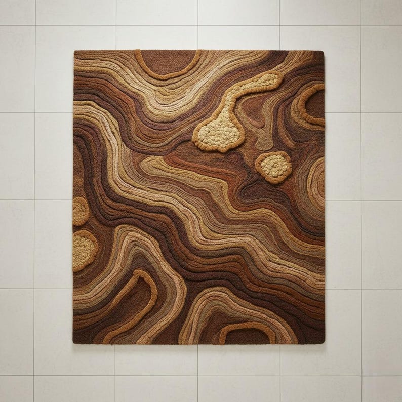 Topography Rug Pattern Buy Hand Tufted 3D Green Topographic Rug – Modern Layered Carpet ...