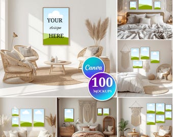 White Frame Mockup | Wall Art Display Mockup | Minimal Poster | Digital Download