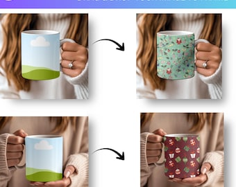 Canva Mug Mockup Bundle | 52 Editable Ceramic Mockups (Digital Download)