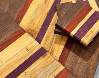 Gift Set. Cutting Board, Charcuterie Board and Coaster. Homemade, Exotic Hardwood.