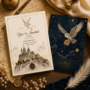 Wizard Birthday Invitation Template, Editable Canva Magic Castle Invite, Owl Birthday Party, Printable Digital Invitation