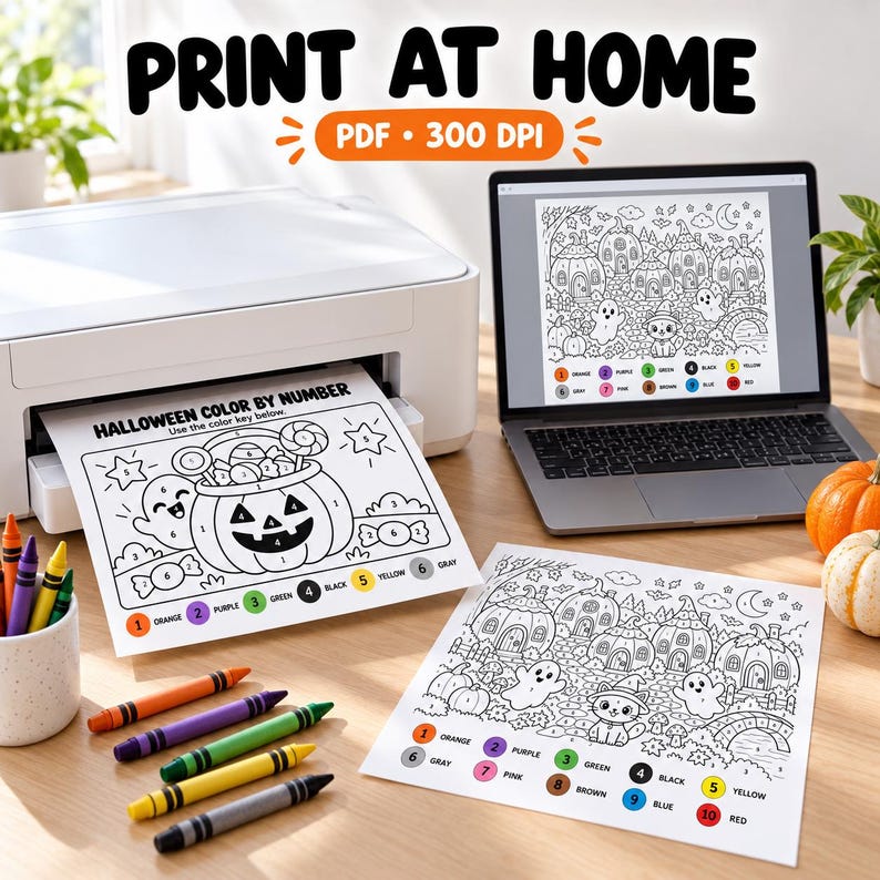 Halloween Color by Number Printable PDF | Kids Halloween Color Pages ...