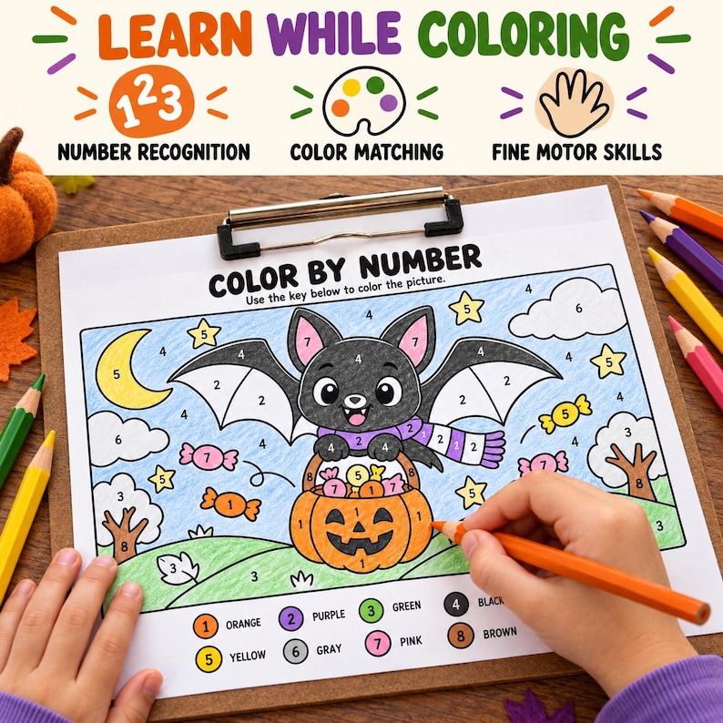 Halloween Color by Number Printable PDF | Kids Halloween Color Pages ...