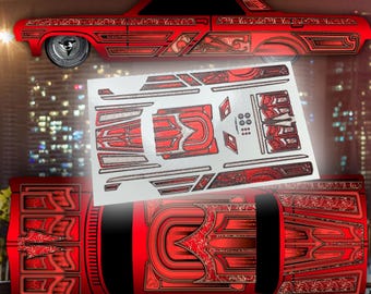 Chevy Impala Lowrider Metallic Foil Decals for 1:64 HW Model