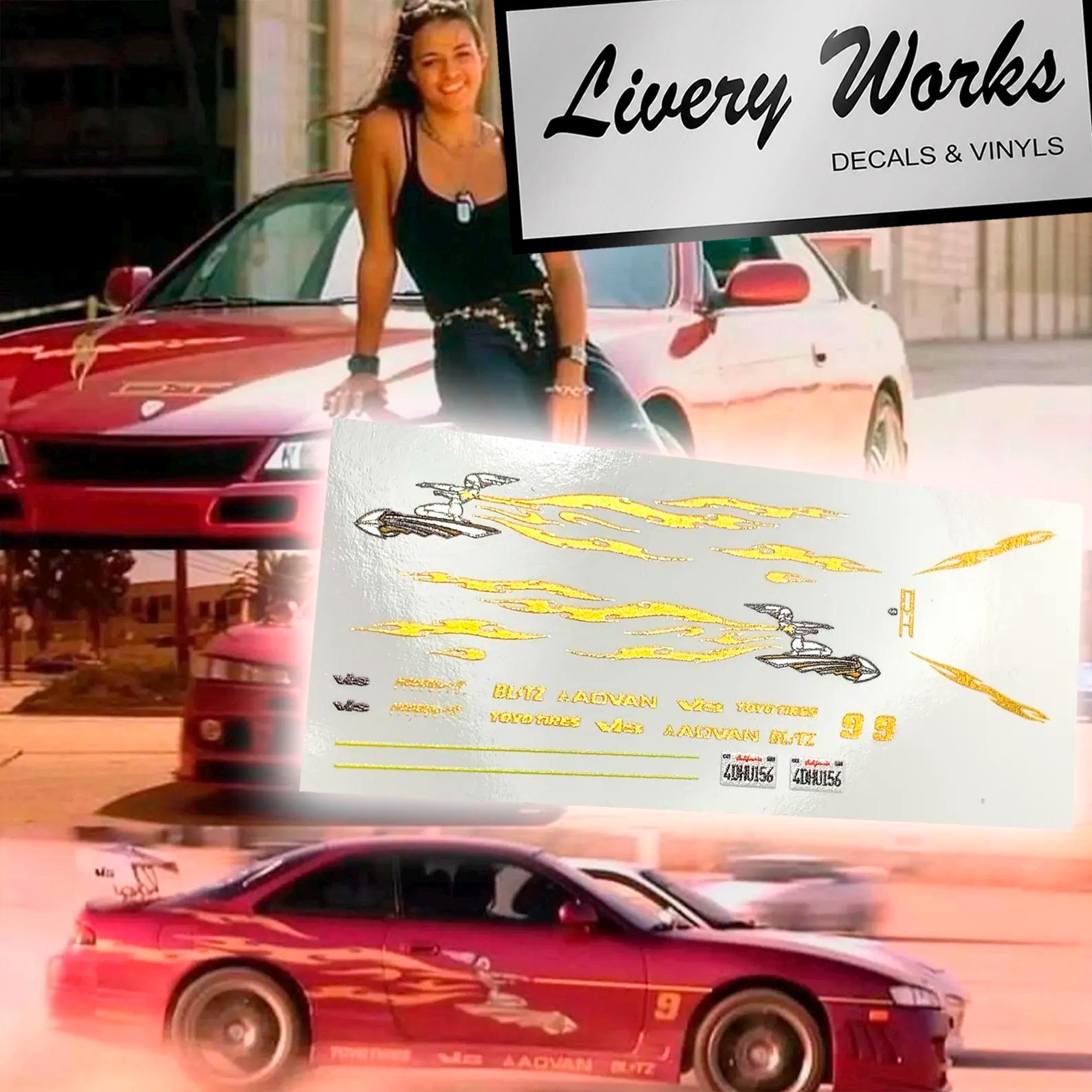 ツウィ サナ イニシャルシール F&F Letty's Nissan Silvia S14 Livery | White Toner Waterslide