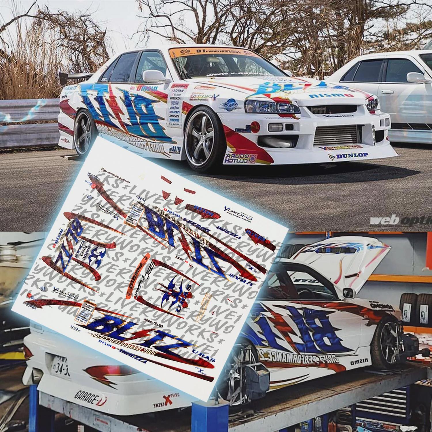 Ken Nomura's Blitz Skyline R34 Waterslide Decals | 1/64 & 1/24