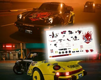Cyberpunk Porsche 930 Waterslide Decals | 1:64 1/24 Scale