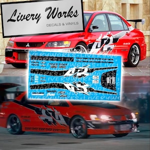 Décalcomanies Tokyo Drift Lancer EVO | Échelles 1/64, 1/24 et 1/10