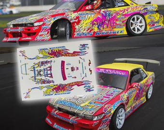 Pink Style issan Silvia S13 D1GP Drift Lackierung | Weisse Toner Waterslide Abziehbilder und Vinyl für die Massstäbe 1/64 bis 1/24