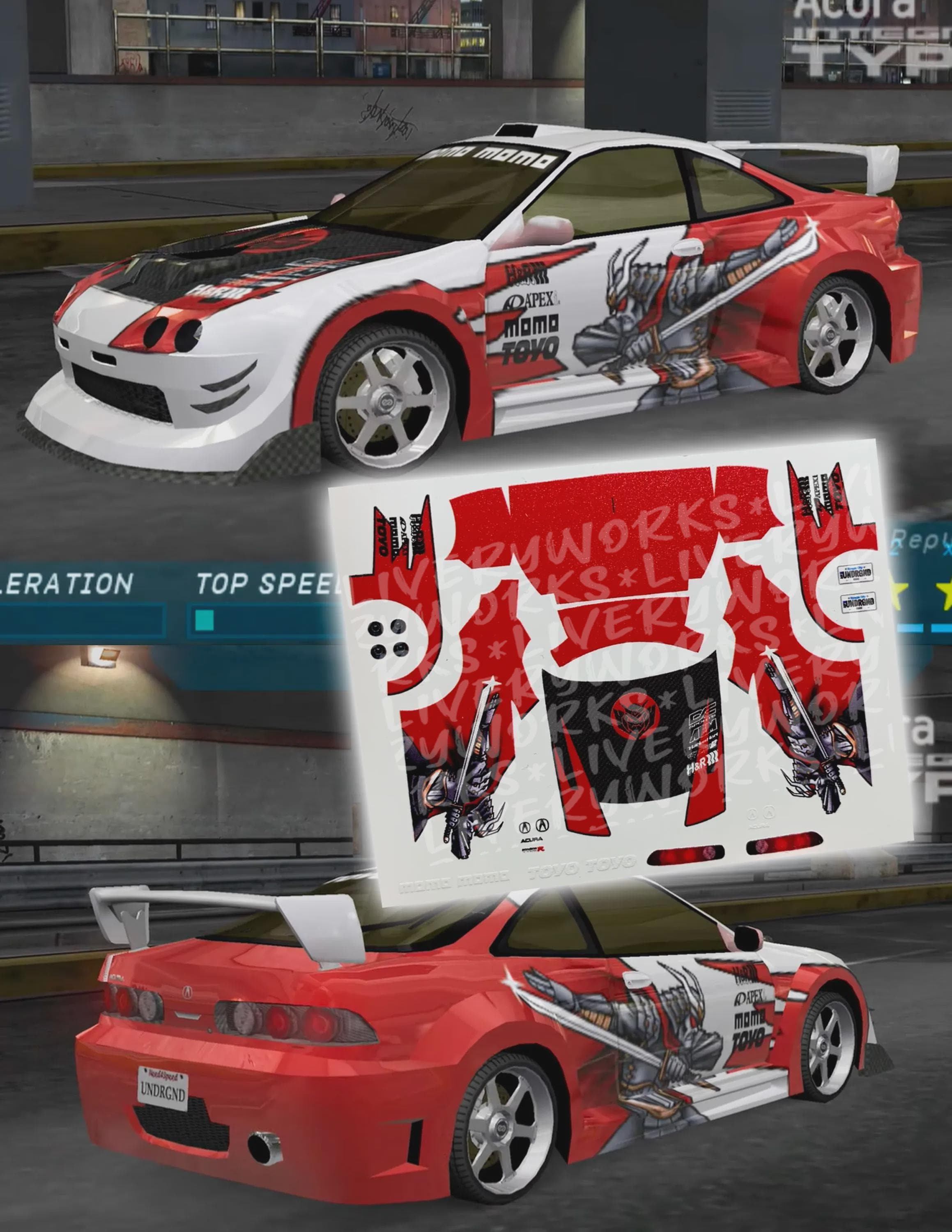 NFSU Vortex Integra Samurai Waterslide Decals | for HW Models - Etsy