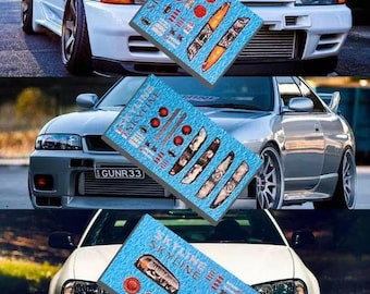 Skyline R32 R33 R34 Lights and badges | White Toner Waterslide decals 1:64 for HW models