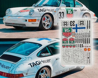 Porsche 911 Mika Häkkinen Tag Heurer | Waterslide decals and Vinyl for 1/64 1/24 and 1/10 scale