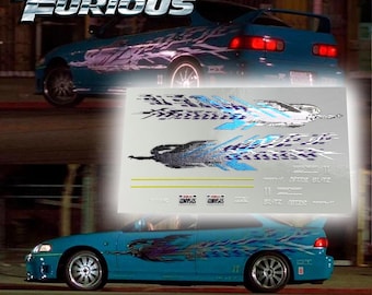 The Fast & The Furious Mia's Acura Integra Lackierung | Weiße Wasserschiebebilder Abziehbilder und Vinyl für die Modelle 1/64, 1/24 und 1/10