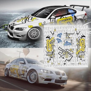 NFS ProStreet BMW M3 e92 Ray Krieger grip king livery | White Toner Waterslide decals and Vinyl for 1/64 1/24 and 1/10 scale