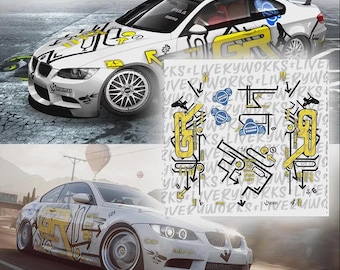 Need for Speed ProStreet BMW M3 e92 Ray Krieger grip king livery | White Toner Waterslide decals and Vinyl for 1/64 1/24 and 1/10 scale