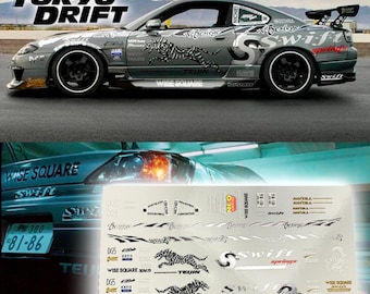 Fast&Furious Tokyo Drift Sean's Silvia S15 Lackierung | Weiße Wasserschiebebilder Abziehbilder und Vinyl für die Modelle 1/64, 1/24 und 1/10