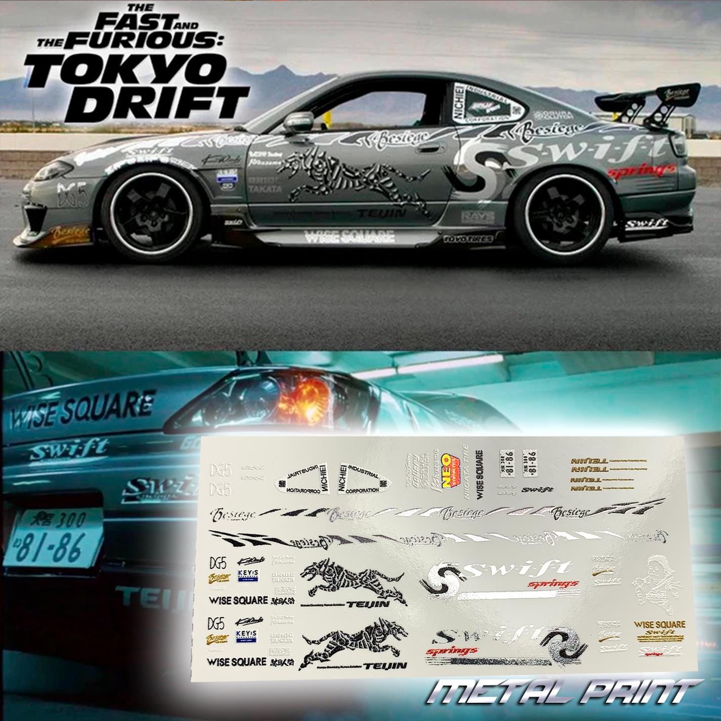 ツウィ サナ イニシャルシール Fast&furious Tokyo Drift Sean's Silvia S15 Livery | White Toner