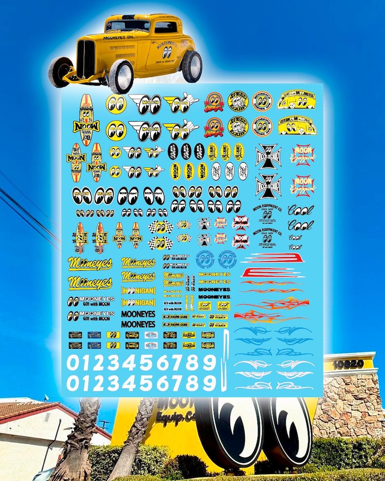 Moon Racing Decals Moon White Toner Waterslide Decals/stickers for 1/64 1/24 and 1/10 ...