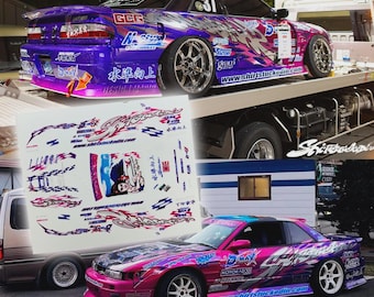 T-shirt in Nisan Silvia S13 Livree | Weiße Wasserschiebebilder Abziehbilder und Vinyl für die Modelle 1/64, 1/24 und 1/10