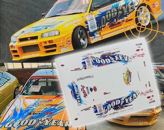 Bee R issan Skyline R32/34 D1GPdrift Lackierung | Weiße Wasserschiebebilder für den Maßstab 1:64 bis 1:24