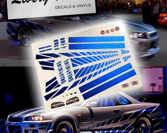 2F2F Brian's Skyline R34 Livery | White Toner Waterslide decals and Vinyl for 1/64 1/24 and 1/10 scale