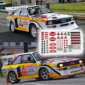 Calcomanías al agua Audi Quattro S1 Grupo B Rally para modelos HW a escala 1:64