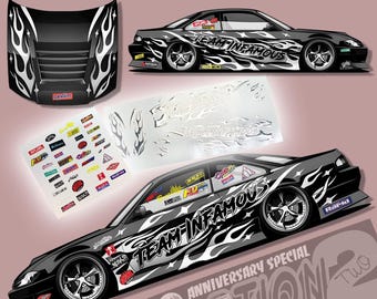 Universal Street Style Drift Missile Livery D1GP Soarer/Supra/Skyline | Weiße Wasserschiebebilder Abziehbilder und Vinyl für die Modelle 1/64, 1/24 und 1/10