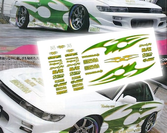 Uras Universal Street Style Drift Missile Livery D1GP Silvia s13/14/15 | White Toner Waterslide decals and Vinyl 1/64 1/24 and 1/10 scale