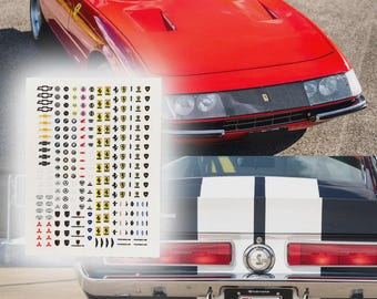 Autohersteller/Logos/Embleme | Weiße Toner Waterslide Decals für 1:64 Modelle