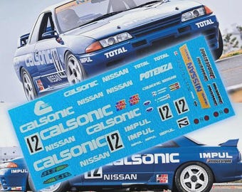 Nissan Skyline R32 Calsonic livery | White Toner Waterslide decals and Vinyl for 1/64 1/24 and 1/10 scale