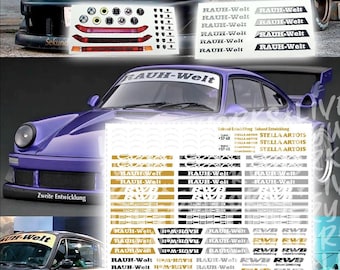 3 in 1 RWB Porsche 964 930 993 | White Toner Waterslide decals for 1:64 models Rauh Welt Begriff livery