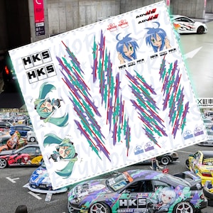 Varias libreas de Itasha / Calcomanías al agua de tóner blanco para modelos HW a escala 1:64