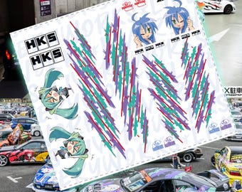 Verschiedene Itasha Bemalungen | Weisse Wasserschiebebilder 1:64 HW Modelle