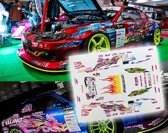 Valino Kristall H.E. issan silvia s15 | Weiße Wasserschiebebilder Abziehbilder und Vinyl für die Modelle 1/64, 1/24 und 1/10