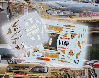 Top Secret Silvia S15 livery | White Toner/Chromed Waterslide decals & Vinyl for 1/64 1/24 and 1/10 models