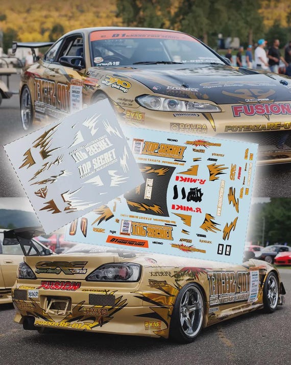 Top Secret Silvia S15 Livery | White Toner/chromed Waterslide