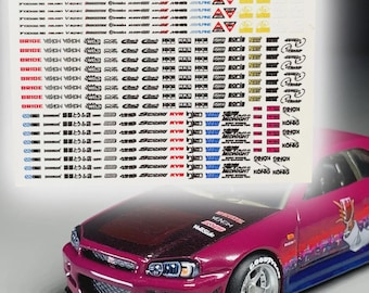 Tuning-/Muscle-Cars-/Euro Racing-Sponsoring & Leistungssets | Weiße Wasserschiebebilder für 1/64