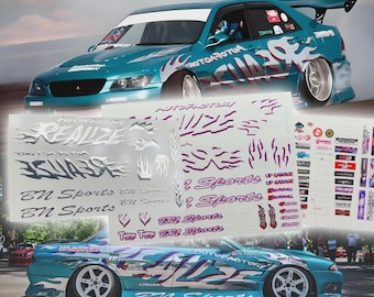 Team Realize Chrome Drift livery | White Toner/Chrome Waterslide decals for 1/64 1/24 and 1/10 scale models