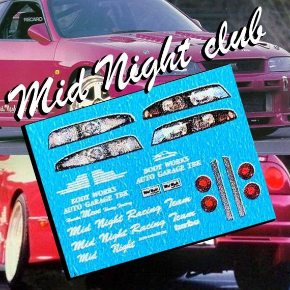 Mid Night Club Nissan Skyline R33 | White Toner Waterslide Decals
