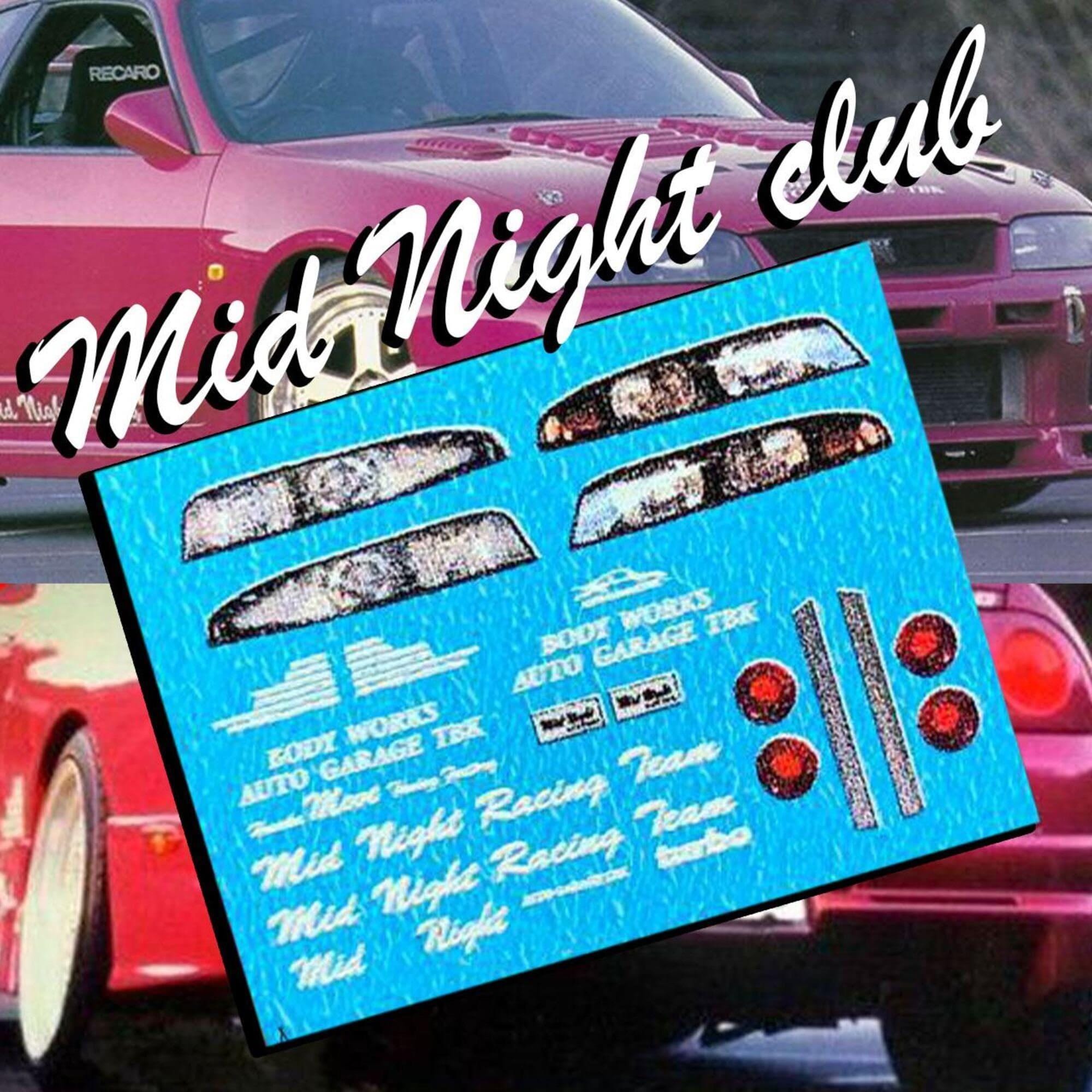 Mid Night Club Nissan Skyline R33 | White Toner Waterslide Decals