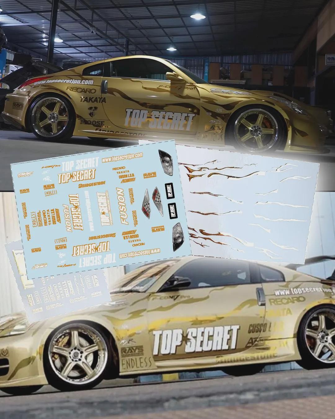 Top Secret Nissan 350z Chromed Livery | White Toner Waterslide