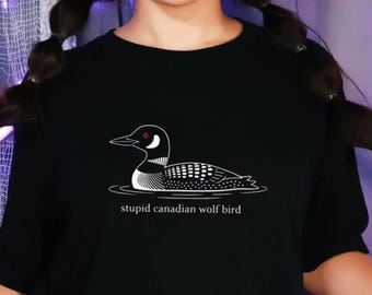 Camiseta divertida con estampado de pájaro somormujo, camiseta con estampado de fauna canadiense.