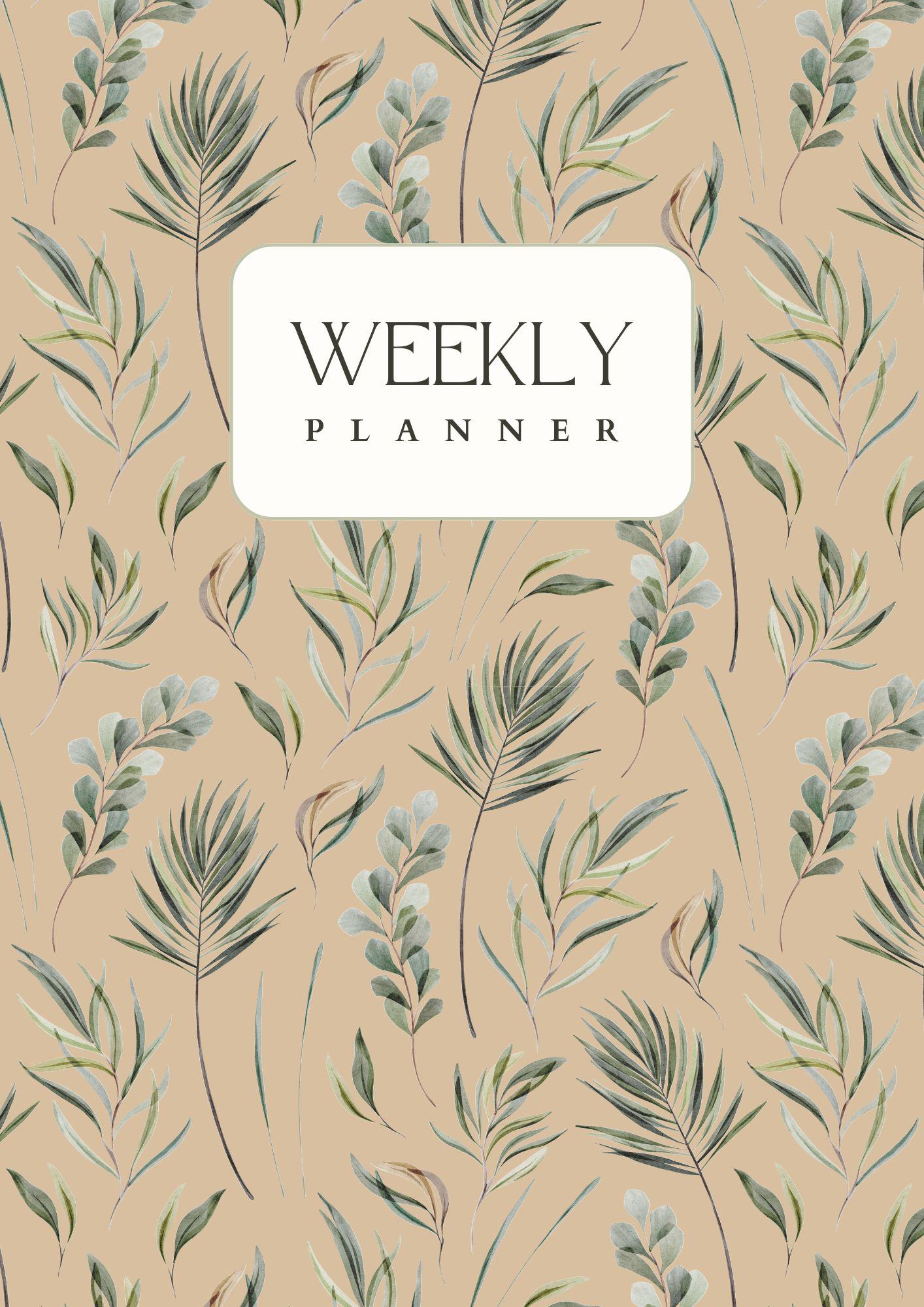 Botanical Weekly Planner Printable | Minimal Beige Weekly Layout ...